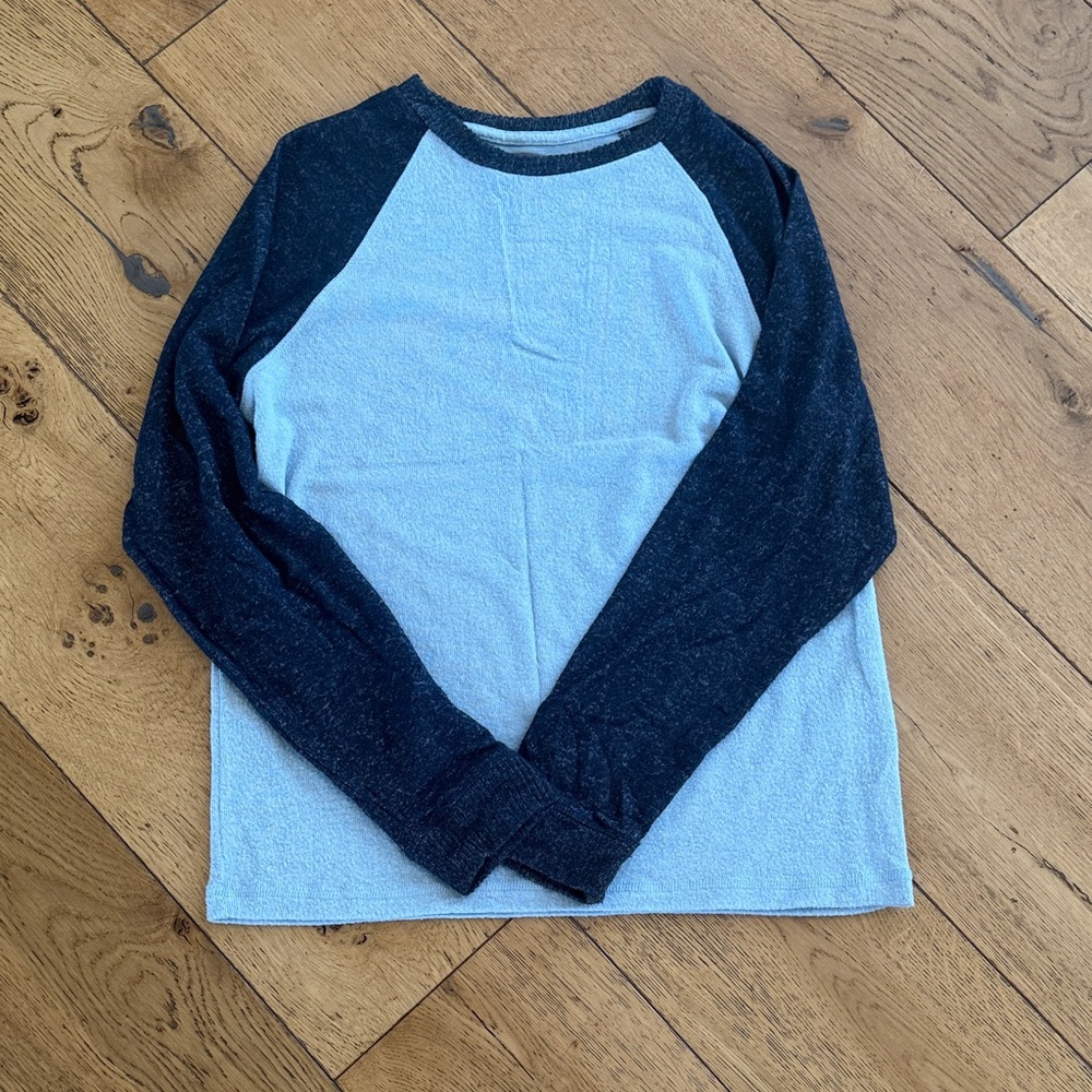 Long Sleeve Raglan Tee - Navy and Light Blue
